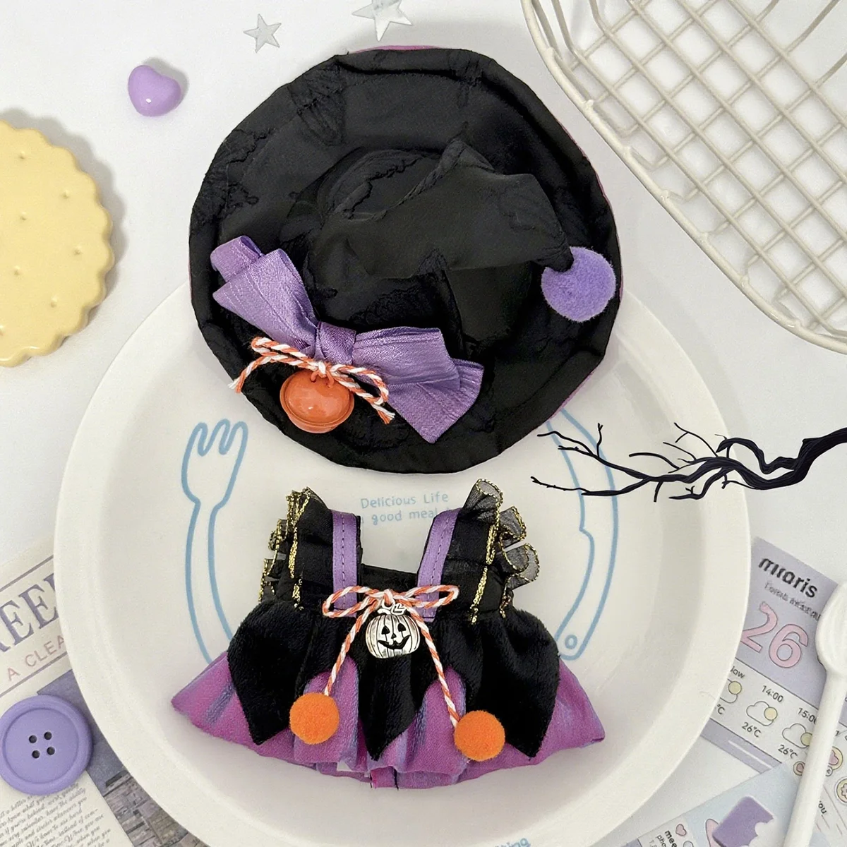 Наряд ведьмы на Хэллоуин для куклы Лабу 15/17 см, одежда «Звездная ночь», жуткий костюм, аксессуары, подарки