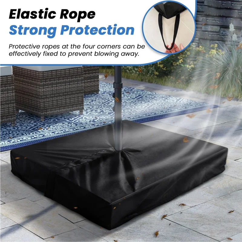 غطاء قاعدة مظلة الفناء باللون الأسود شديد التحمل لقاعدة مربعة لحامل المظلة الخارجية