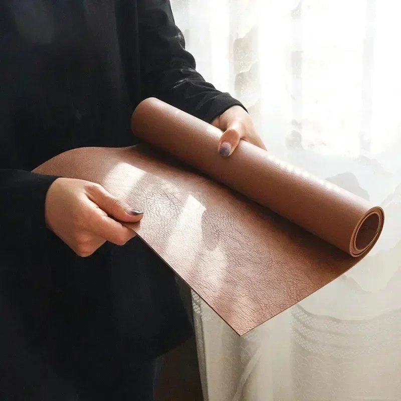 

Luxury Solid Leather Table Mat Cowhide Grain Leather Tea Table Pad Office Desk Large Mouse Game Pad Home Table Decoration