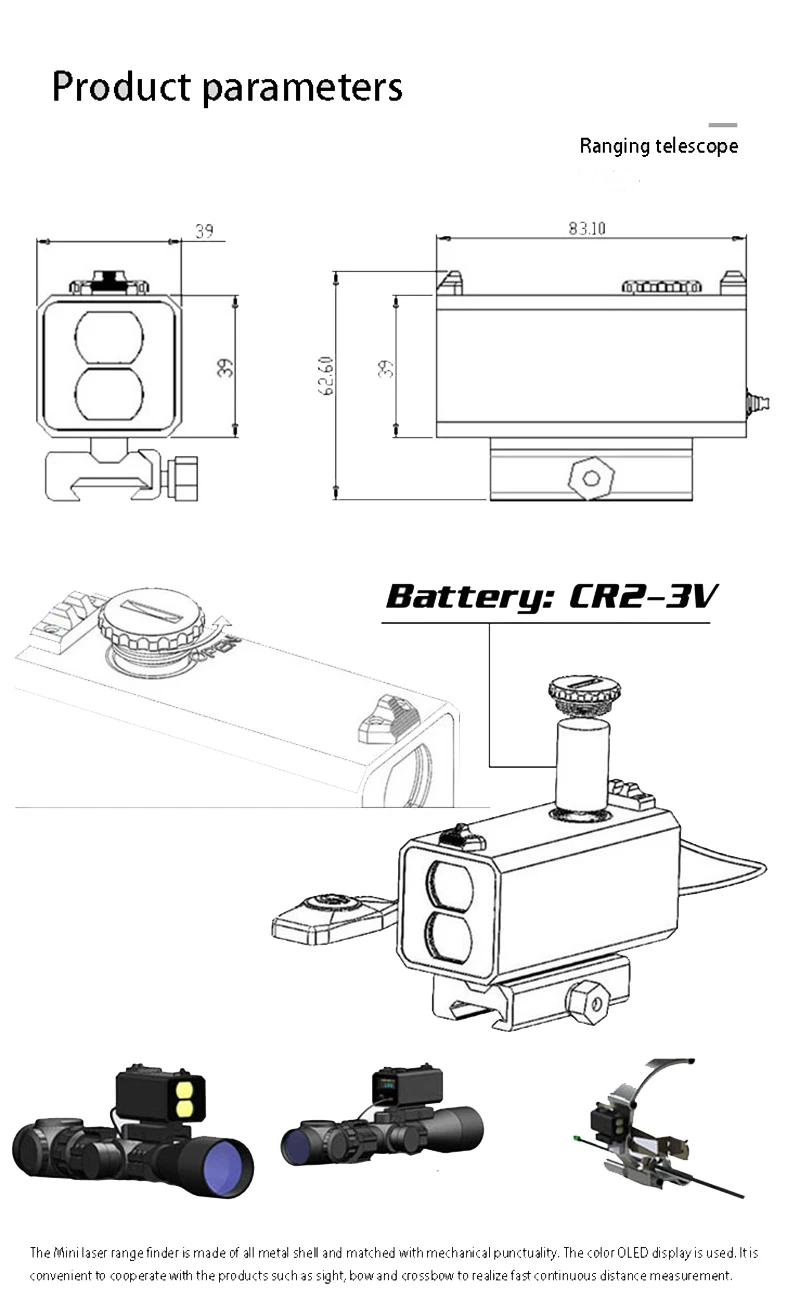 Mini LE-032 Laser-Entfernungsmesser-Teleskop mit rotem Punkt, 1200 m, taktischer Entfernungsmesser, Geschwindigkeits-Entfernungsmesser, 20 mm Halterung für die Jagd – Detail 14
