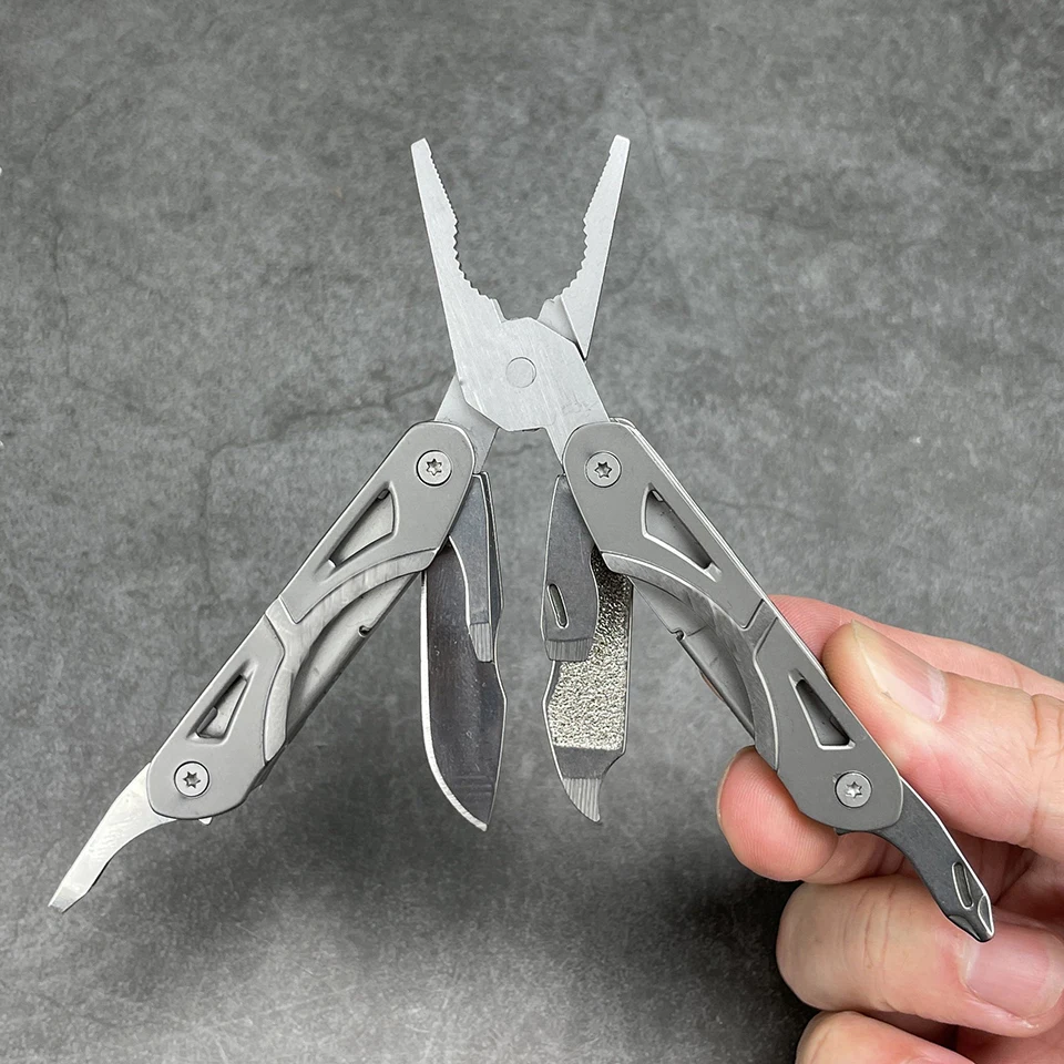 Compact Multi-Pliers with 9 Functions EDC Tool Wire Cutters Bottle Opener Tweezers Screwdriver Emergency Outdoor Home Portable