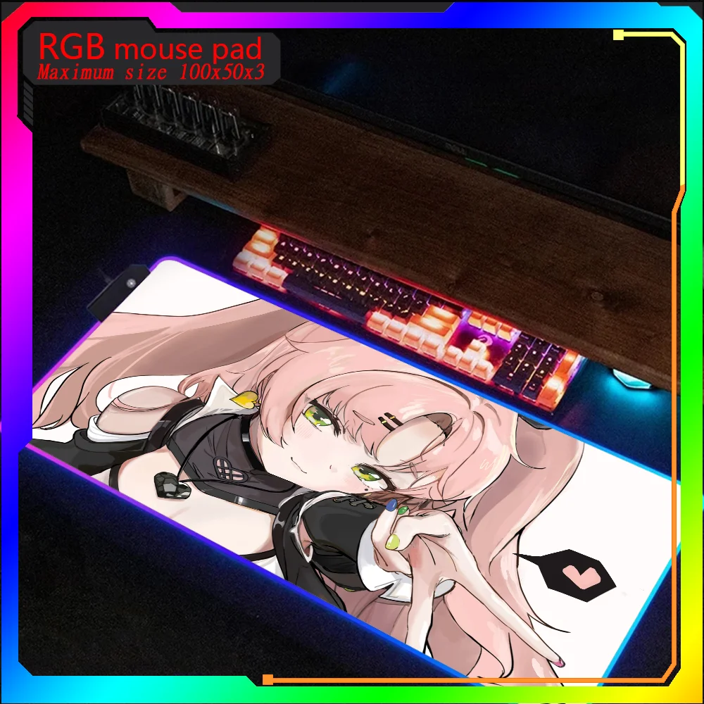 Many people like it Zenless Zone Zero Default Outfit Rgb Mouse Pad Laptop Backlit Keyboard Gamer Girl Table Pad Deskpad Mausepad