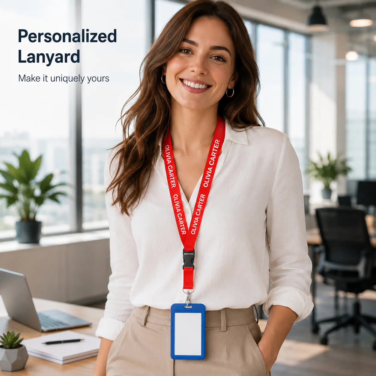 Custom Work Lanyard with Buckle Personalized Text Neck Strap UV Printed ID Badge Lanyard for Office Staff Auto Show Event Use image 3
