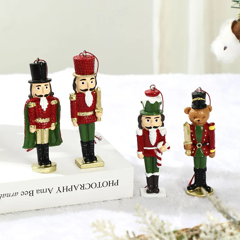 Weihnachten Cartoon Stehende Nussknacker Spieluhr Harz Kleine Anhänger Weihnachtsbaum Ornament Soldat Dekoration Geschenk