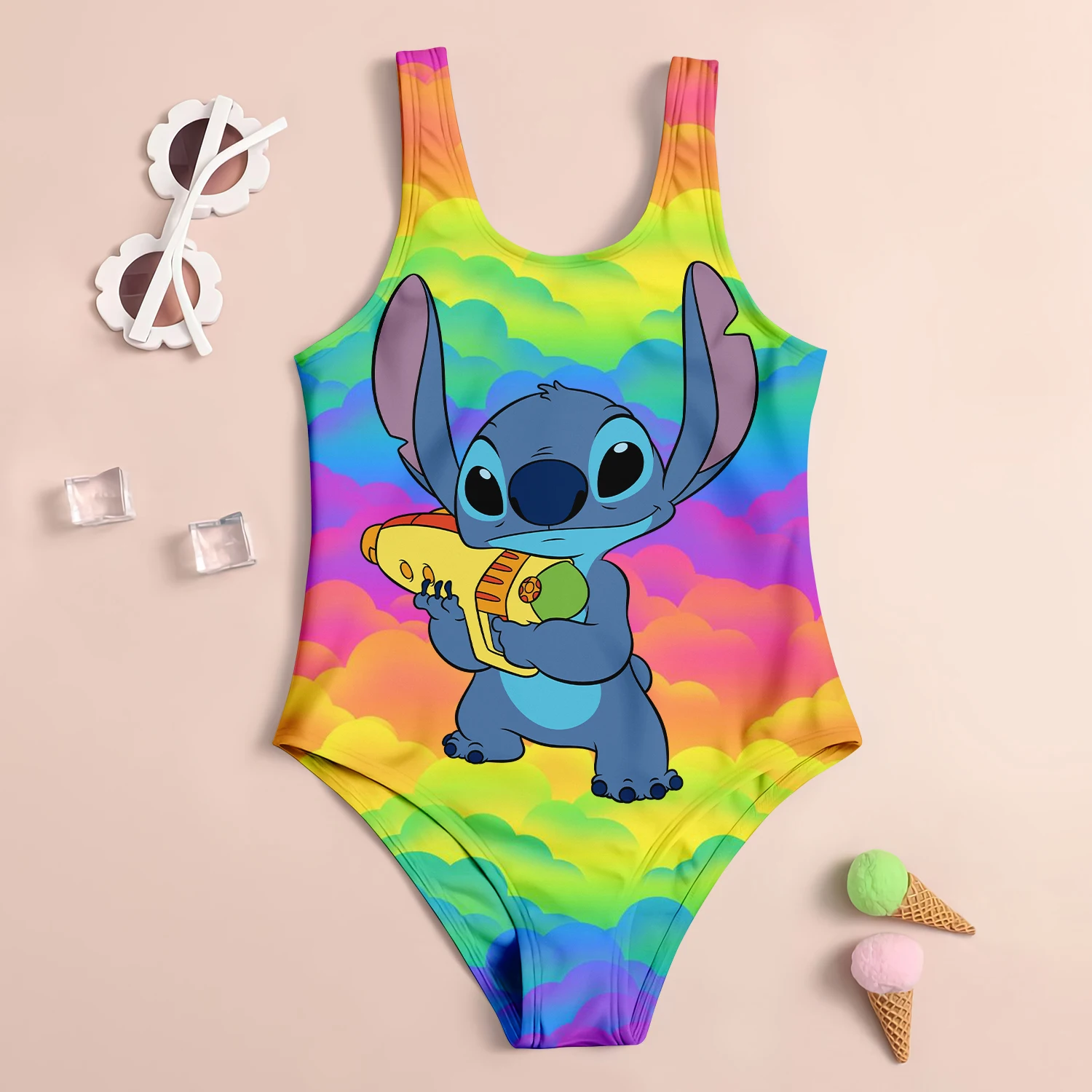 Vacation Baby Swimwear Girl Beach Cute Children\'s Swimsuit Summer 2024 Stitch Party Girls Bathing Suit Bikini Girls\' Kids Tops