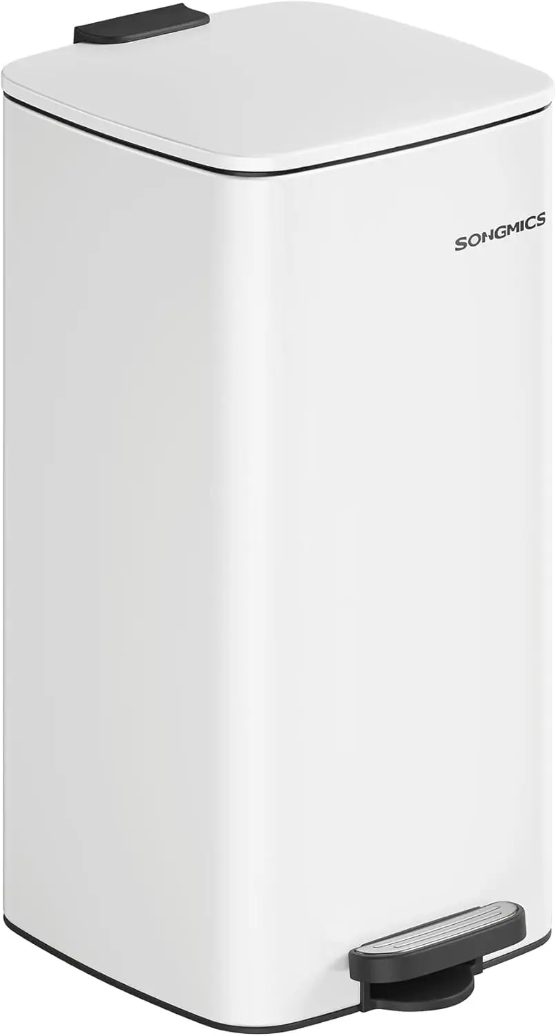 

8-Gallon Stainless Steel Kitchen Trash Can with Soft-Close Lid, Inner Bucket & Non-Slip Base