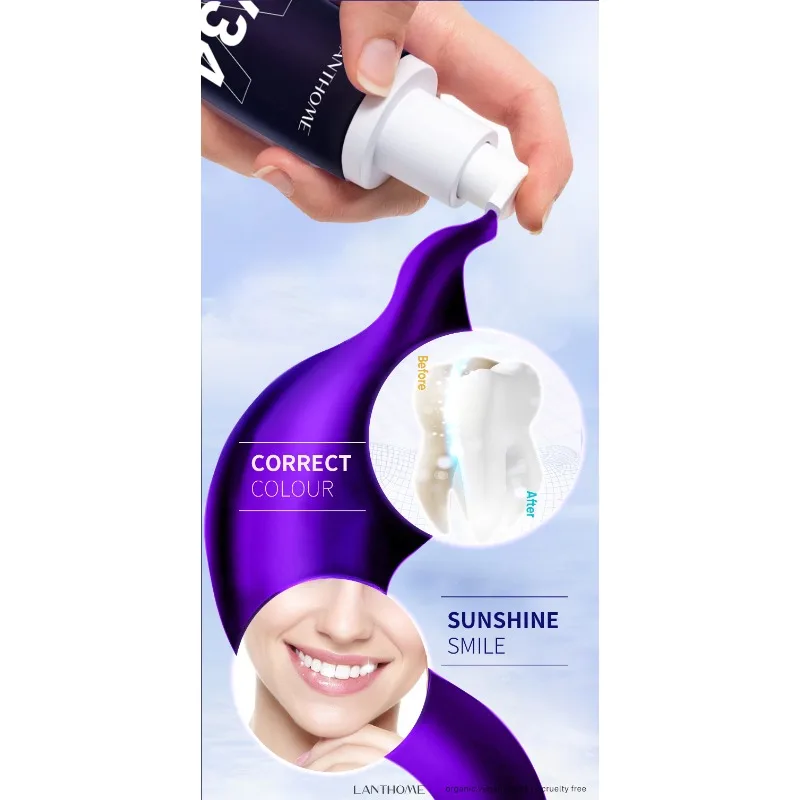 New V34 Toothpaste Purple Toothpaste Teeth Color Correction Smoke Removing Teeth Stains Teeth Brightening White Toothpaste