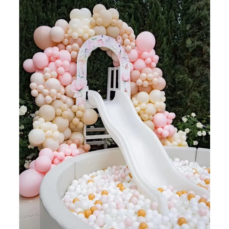 Two-lane indoor and outdoor use white plastic children's slide with bracket
