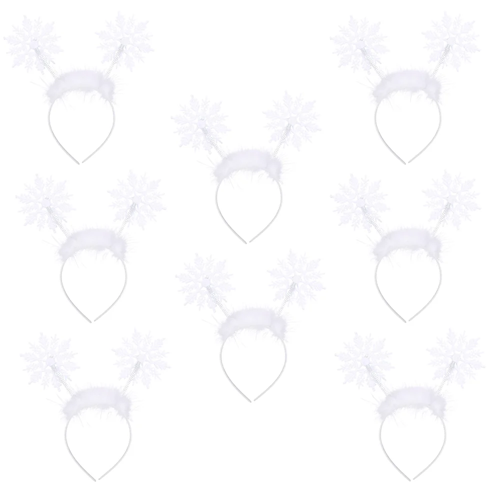 

8 PCS Christmas Snowflake Headband Xmas Party Hairband Hoops Costume Headdress Double Decor Plastic for Miss