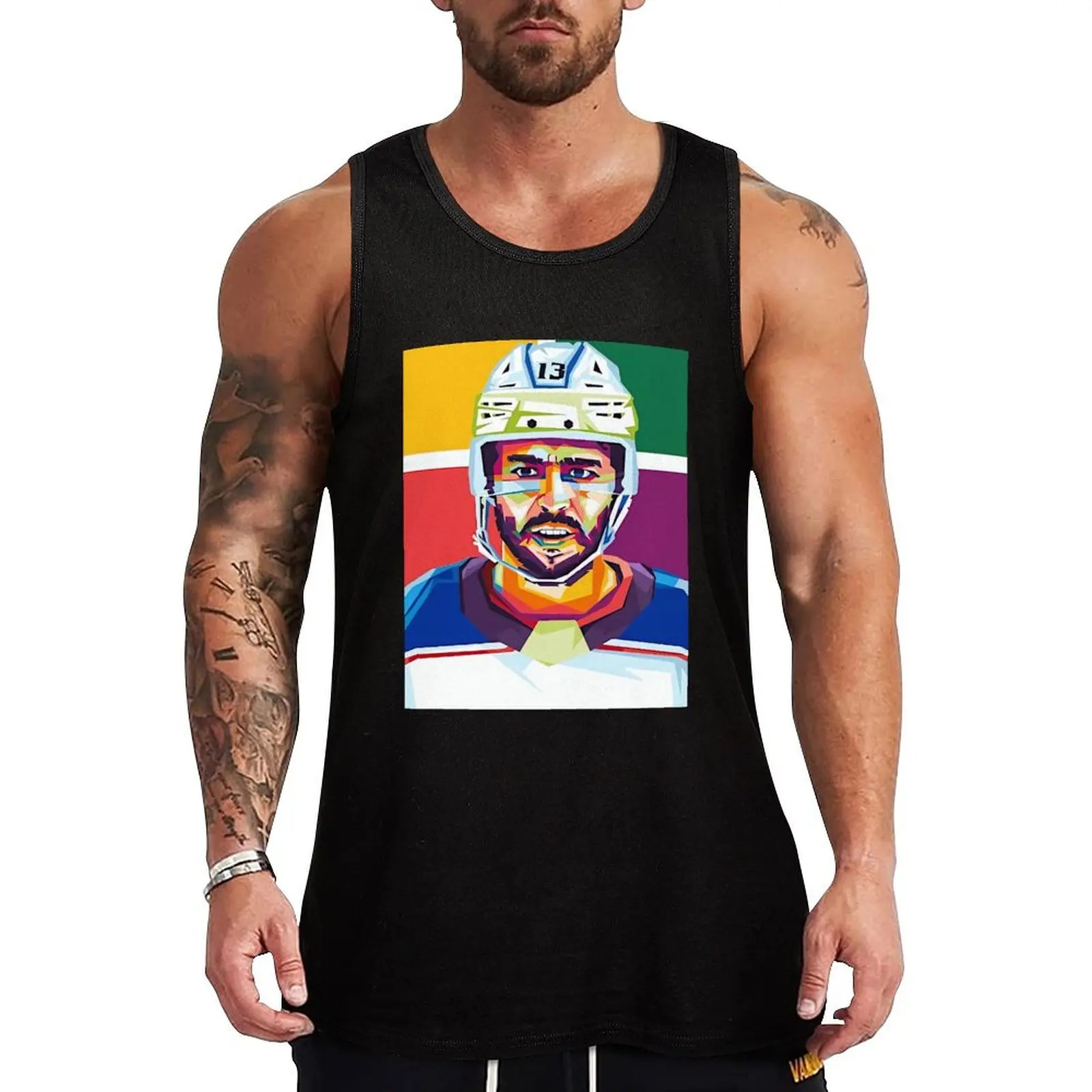 

Johnny Gaudreau Tank Top Men's fitness t-shirt sports suits men gym clothing t-shirt for man