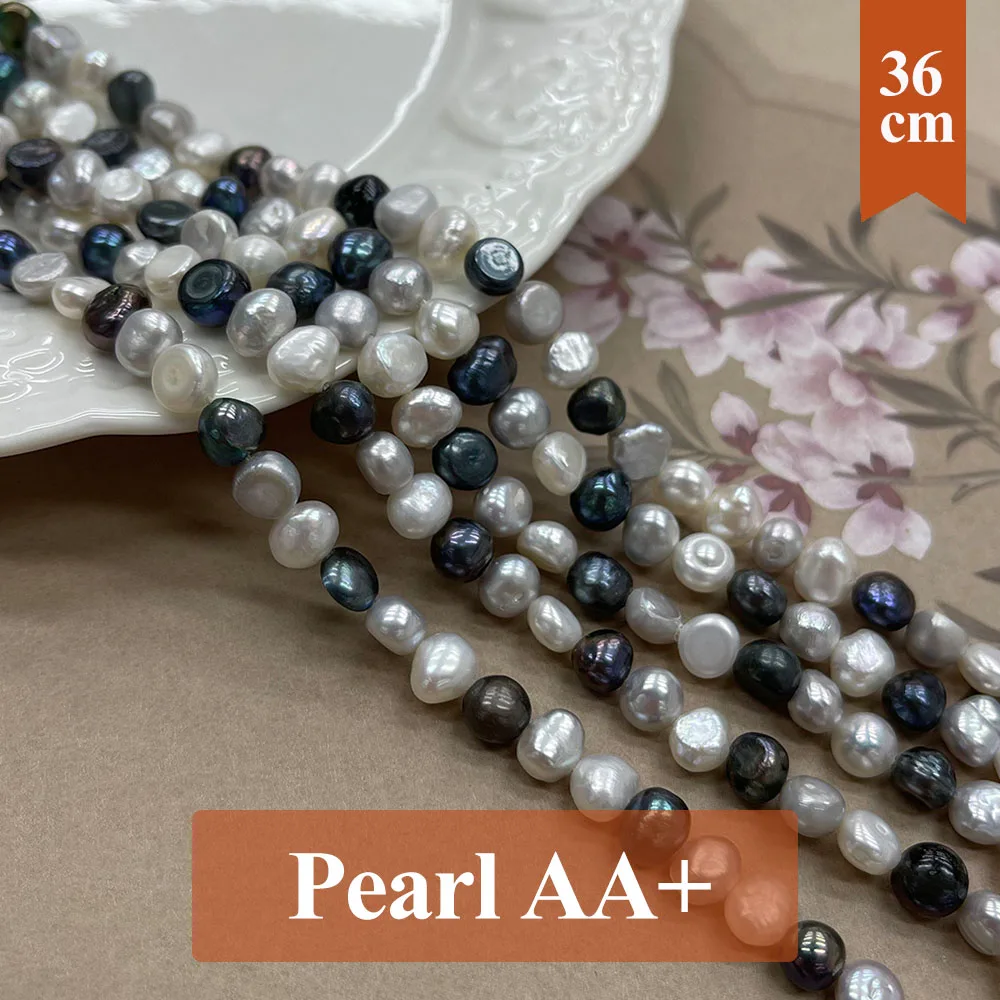15'' Natural Freshwater Pearl Beads Two Sided Light Mix Pearl Loose Spacer Beaded for Making DIY Jewelry Necklace Bracelet 6-7mm
