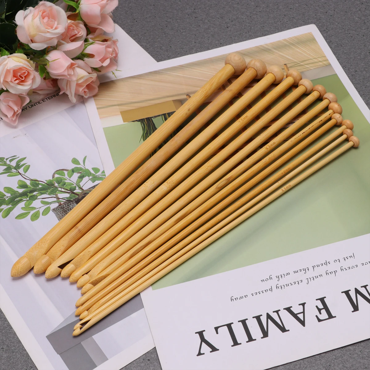 

Набор из 12 бамбуковых спиц для вязания крючком: легкие, гладкие, для свитеров, шарфов, ковров, рукоделия