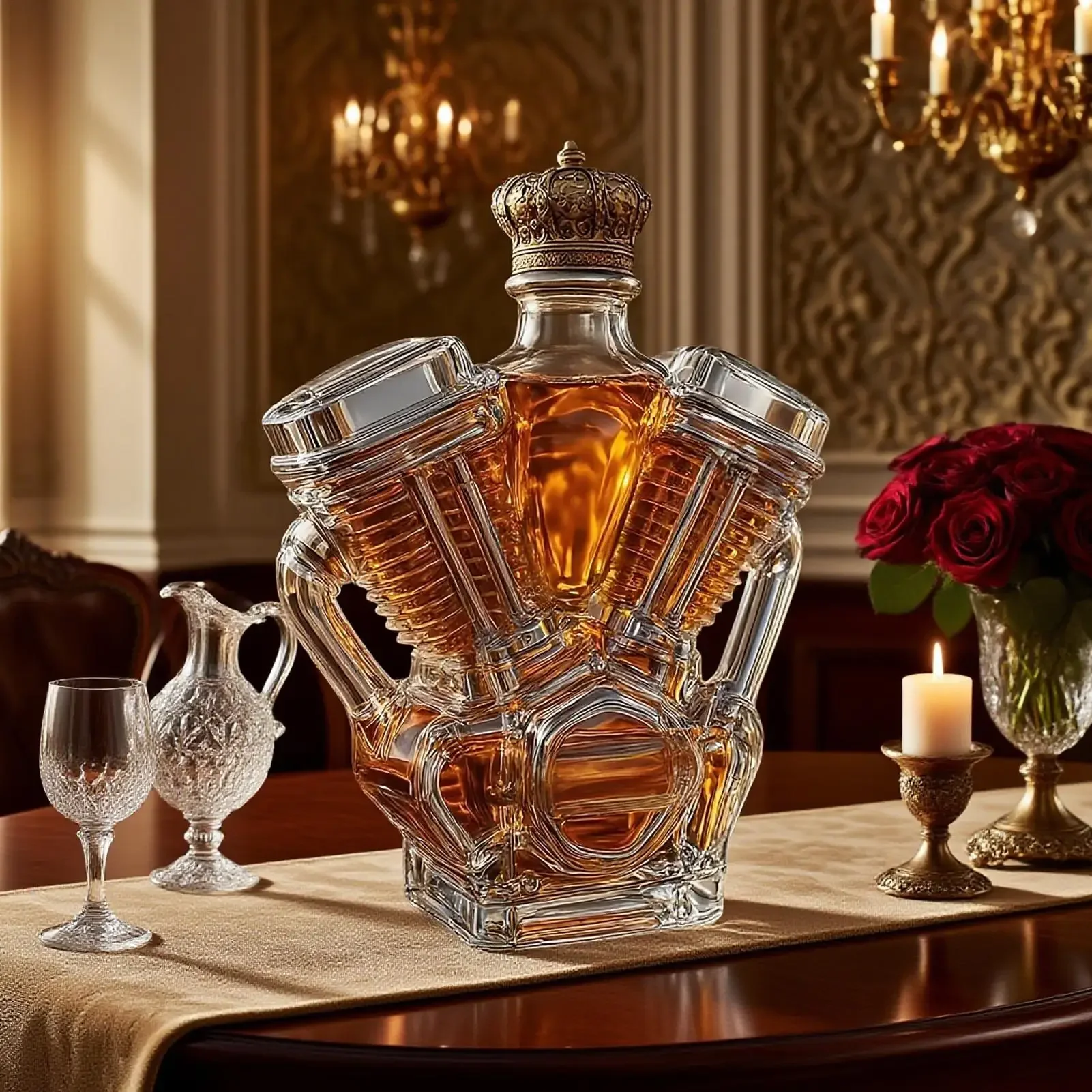 Motorcycle Engine Shaped Whiskey Decanter Bottle Home Decor Unique Alcohol Container for Dining Room Display Cabinet