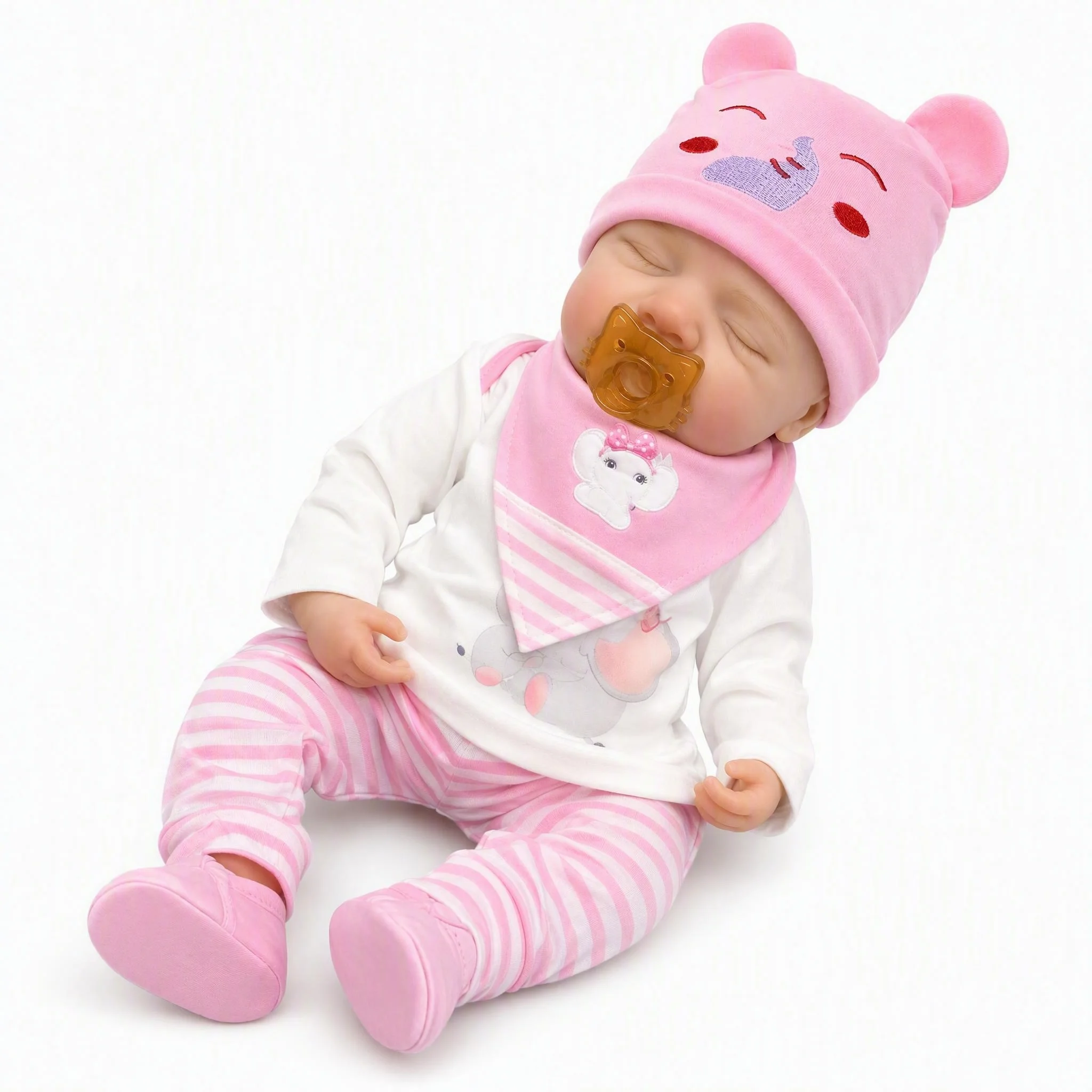 NPK New Reborn Baby Doll 16Inch Pascale Weighted 2.6KG Ultra Soft Platinum Silicone Real Newborn Doll Mouth Open