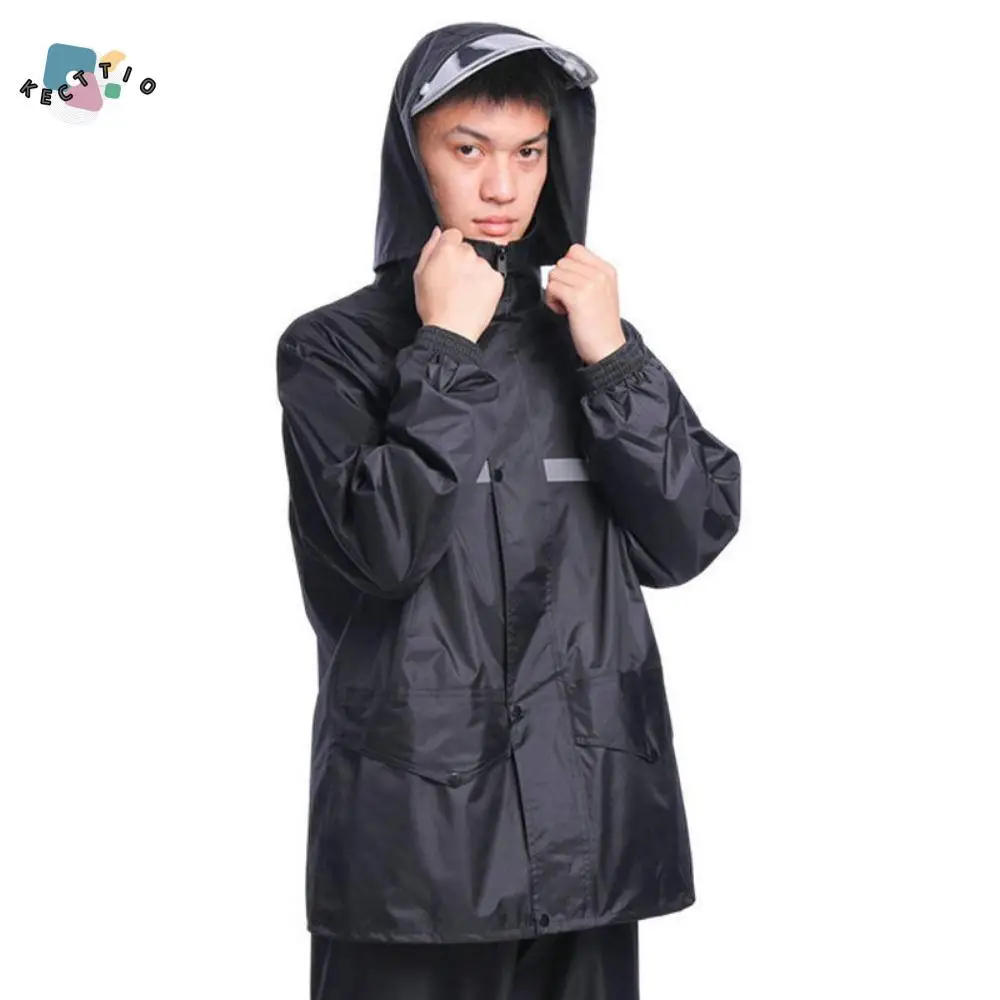 

Reflective Strip Raincoat and Rain Pants Suit Hooded Design Waterproof Motocycle Riding Raincoat Breathable Reusable
