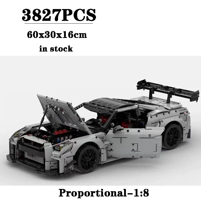 Baustein MOC Sportwagen GTR35 Statischer Rennwagen Bauverhältnis 1:8 Modell 3827PCS Kinder