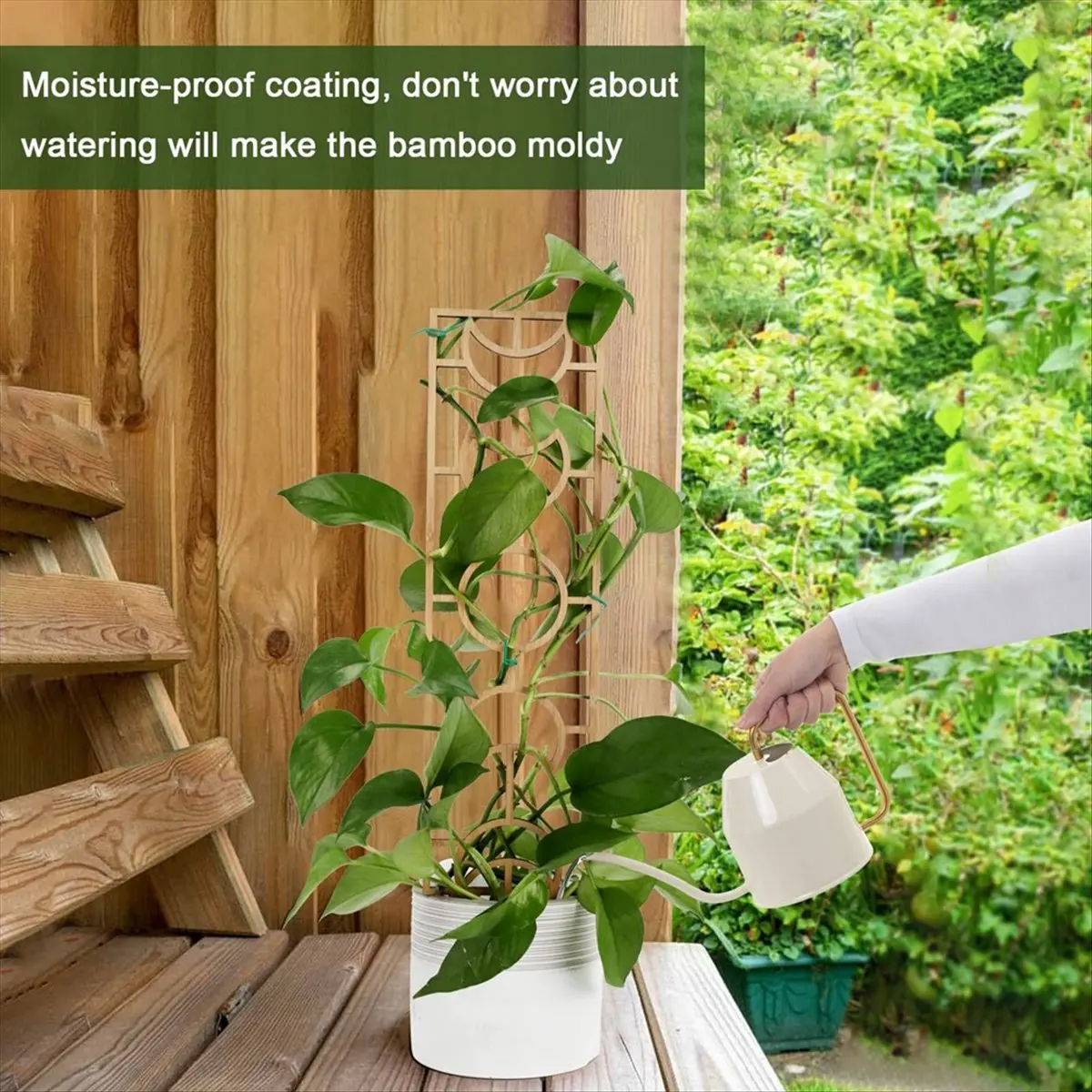 A50U 3PCS Wooden Honeycomb Plant Climbing Stand Lattice Climbing Plant Stand Horticultural Potting Stand Fixed Support Pole
