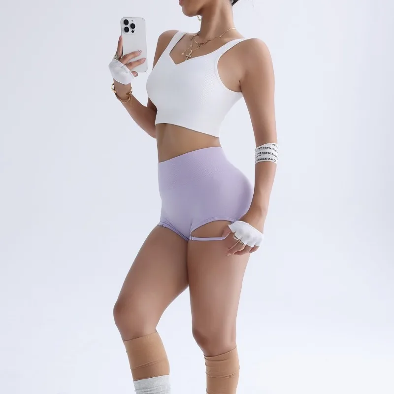 Naadloze dames fitness yoga shorts sexy slanke shorts hoge taille butt lifting tie mode gym training hoge elastische leggings