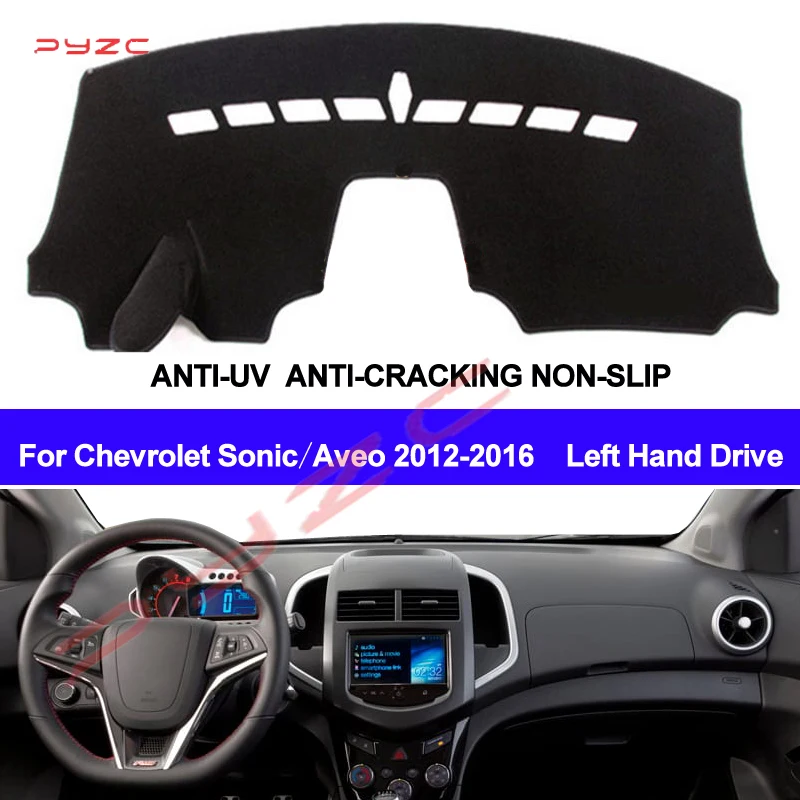 Cubierta para salpicadero de coche, alfombrilla para salpicadero, alfombrilla para salpicadero, alfombra antideslizante ANti-UV para Chevrolet Sonic / Aveo 2012 2013 2014 2015 2016
