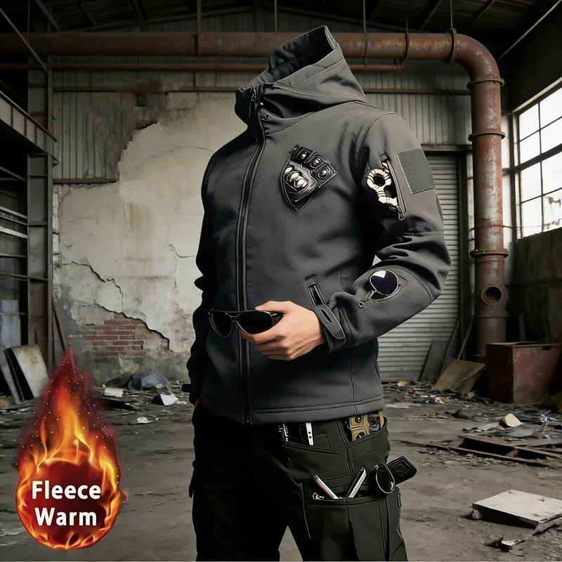 Men's Tactical Shark Skin Workwear Suit 2Pcs Jacket+Long Pants Windproof Waterproof Wear-Resistant Outdoor Sports Work Clothes
