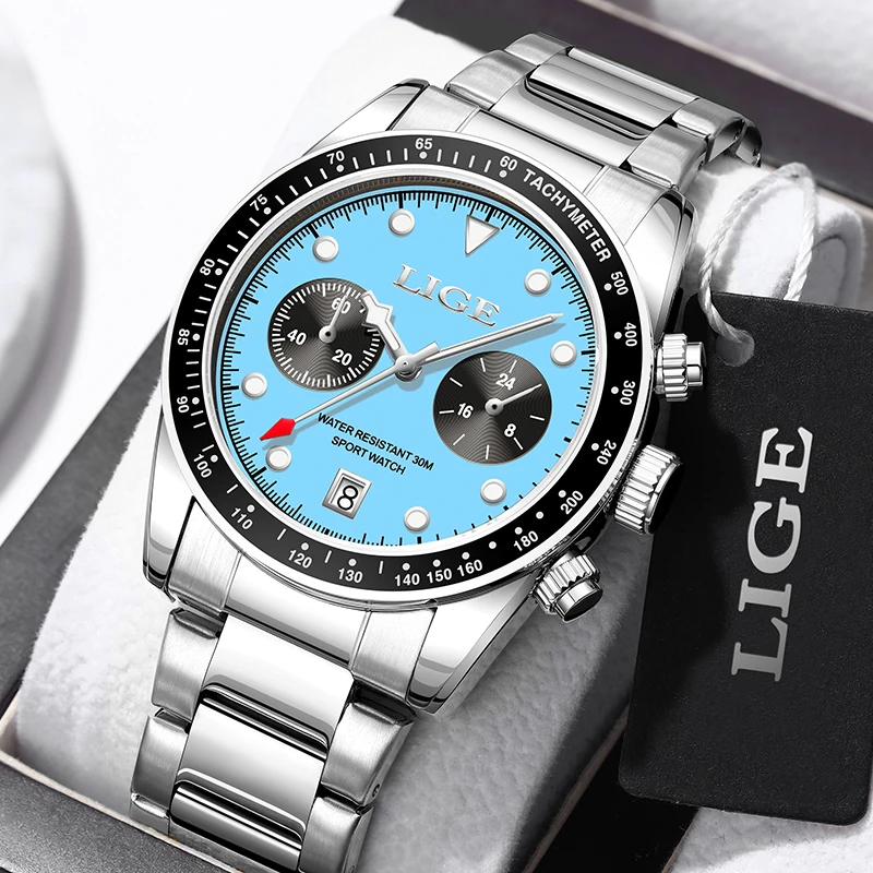 LIGE Man Watch Casual Quartz Wristwatch Male Luxury Waterproof Stainless Steel Watches for Men Date Luminous Clock Reloj Hombre