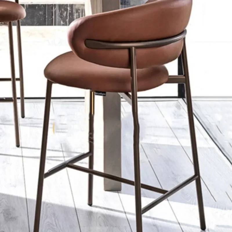 High Quality Metal Bar Chairs Modern Simple Back Leather Designer Nordic Chair Minimalist Comfortable Taburete Alto Furniture