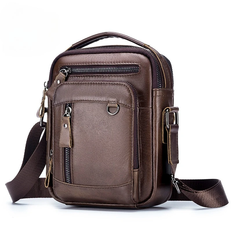

Retro Men's Casual Handbag Genuine Cowhide Leather Commuting Crossbody Shoulder Bag