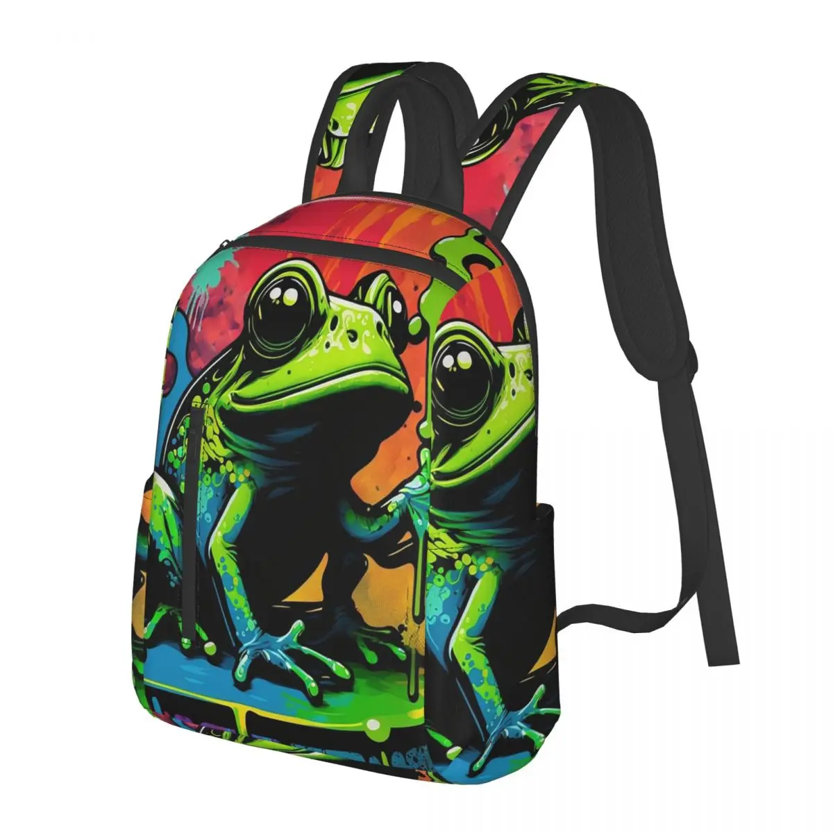 

Vibrant Colorful Graffiti Frog Print Student Backpack School Bag Hiking Travel Daypack for Men Women Bookbag Shoulder Bags
