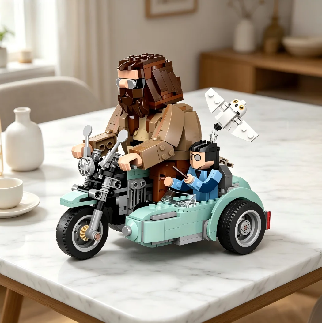 

76443 617PCS Hagrid & Harry's Motorcycle Ride Building Blocks Dynamic Riding Shape Christmas Gift Compatible With LEGO Bricks