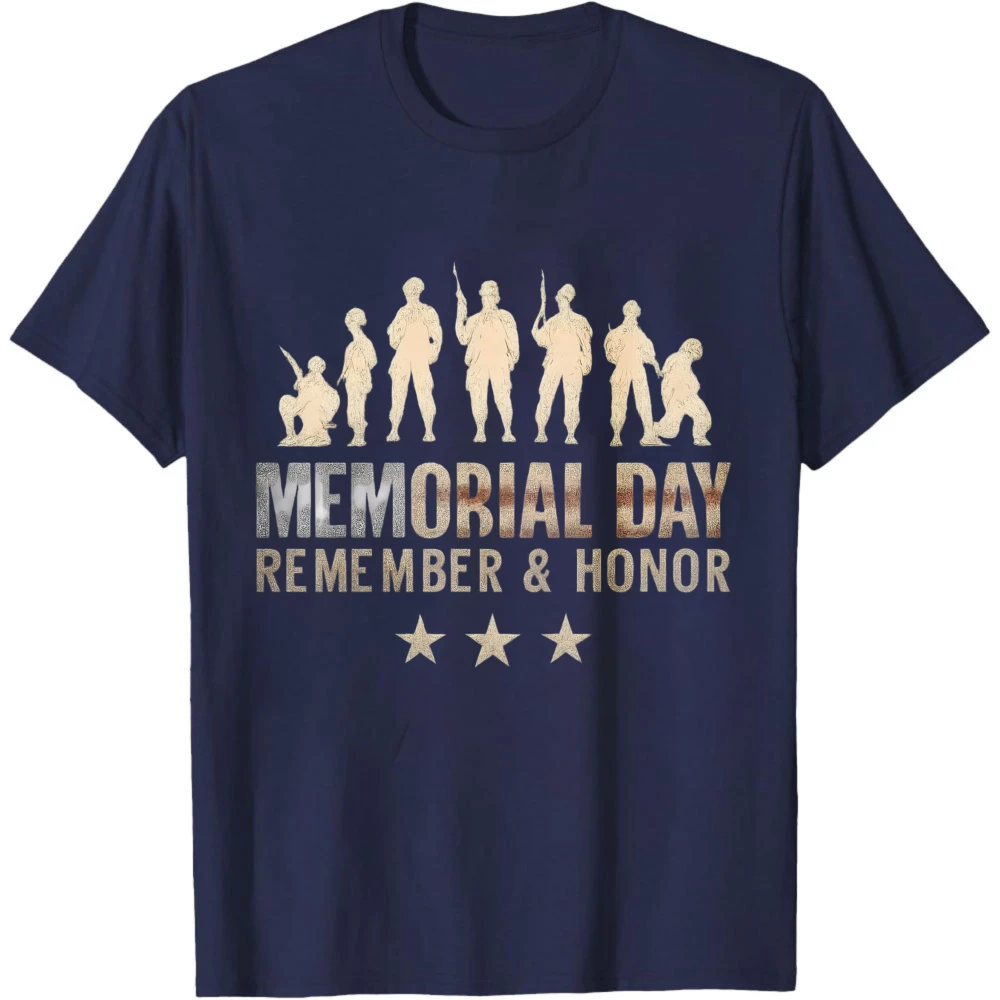 Memorial Day Remember & Honor T-Shirt Man High Quality Cotton T-shir Creative Clothes Aesthetic Short-sleeved Clothes