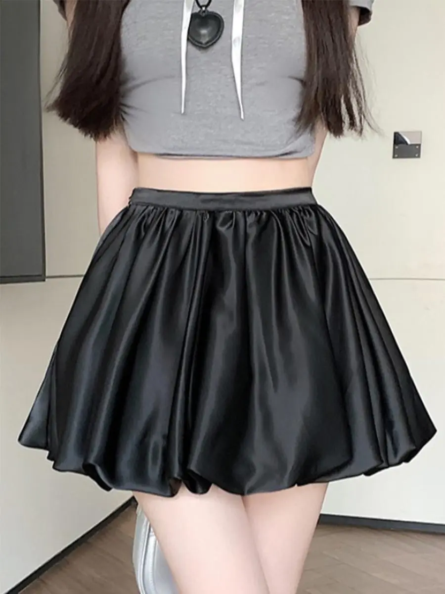 Cute Pumpkin Skirt for Women High Waist A-line Bubble Shorts Mini Skirt Y2k Korean Fashion Clothing Sweet Style Summer