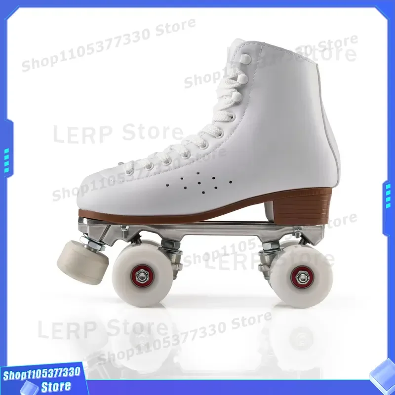 New Fashion Double Row Roller Skates for Teens and Adults Comfortable Black PU Wheels Luminous Spot Cross Border Anma Brand