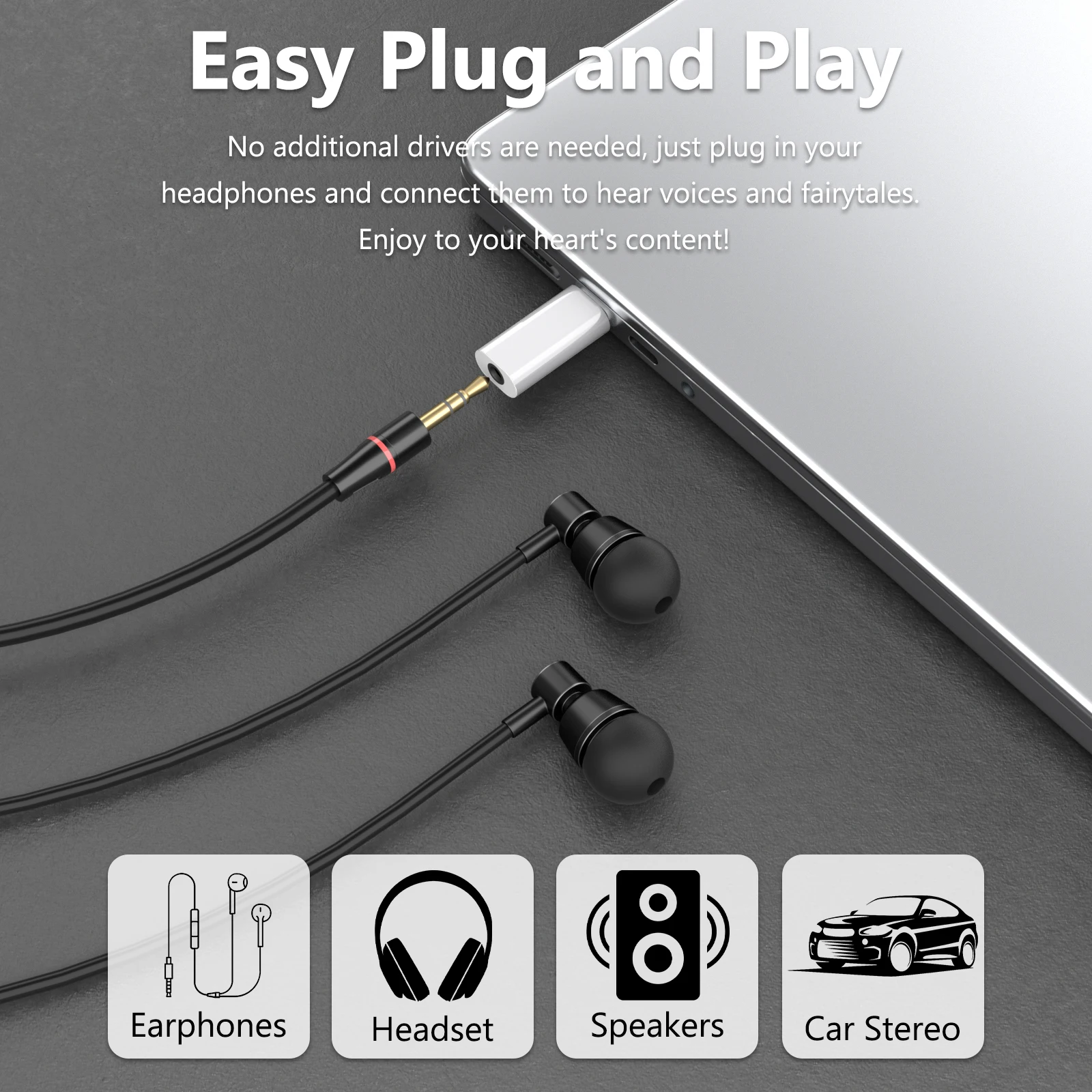 USB C To 3.5mm Earphone Adapter 3.5 Jack USB C Audio Converter for iPhone 15 Samsung Google Type-C To 3.5mm Headphone Connector