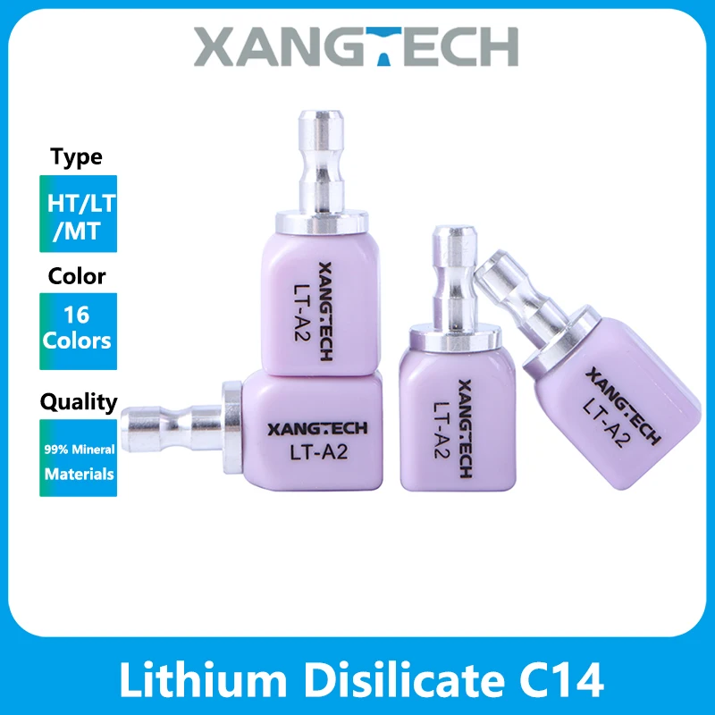 

10Pcs XANGTECH Lithium Disilicate C14 Dental Glass Ceramic HT/LT/MT of Veneer Materials for Sirona Cerec System