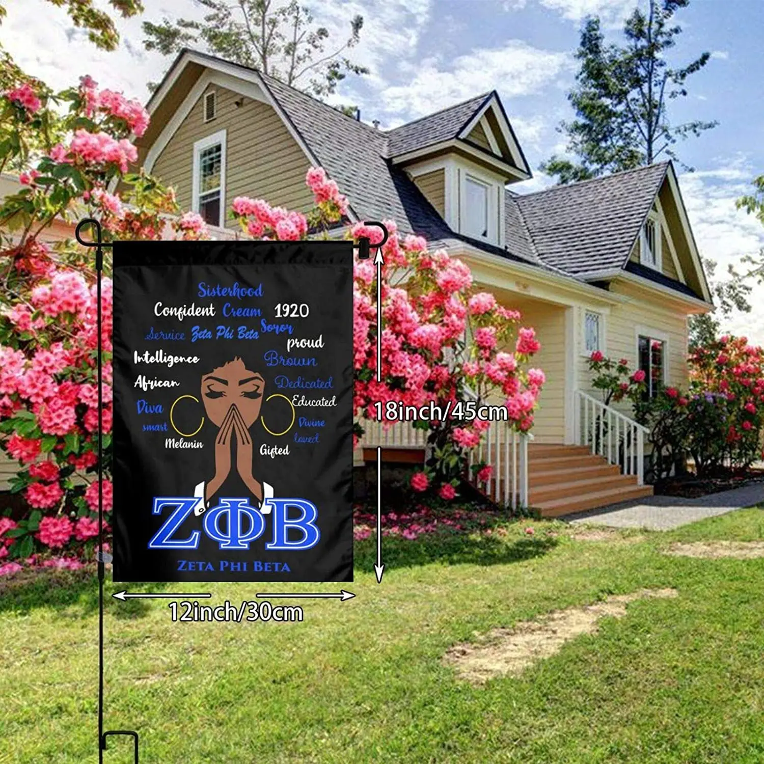 Zeta Phi Beta Garden Flag for Home Lawn Outdoor Outside Yard Decoration 12x18 Inch