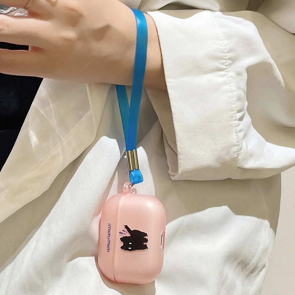 سماعة لاسلكية تعمل بالبلوتوث صندوق شحن مخيف الخوف القط الوردي ماتي لينة سيليكون حقيبة سماعة الاذن ل أبل Airpods 3 برو 2 2nd 1 غطاء