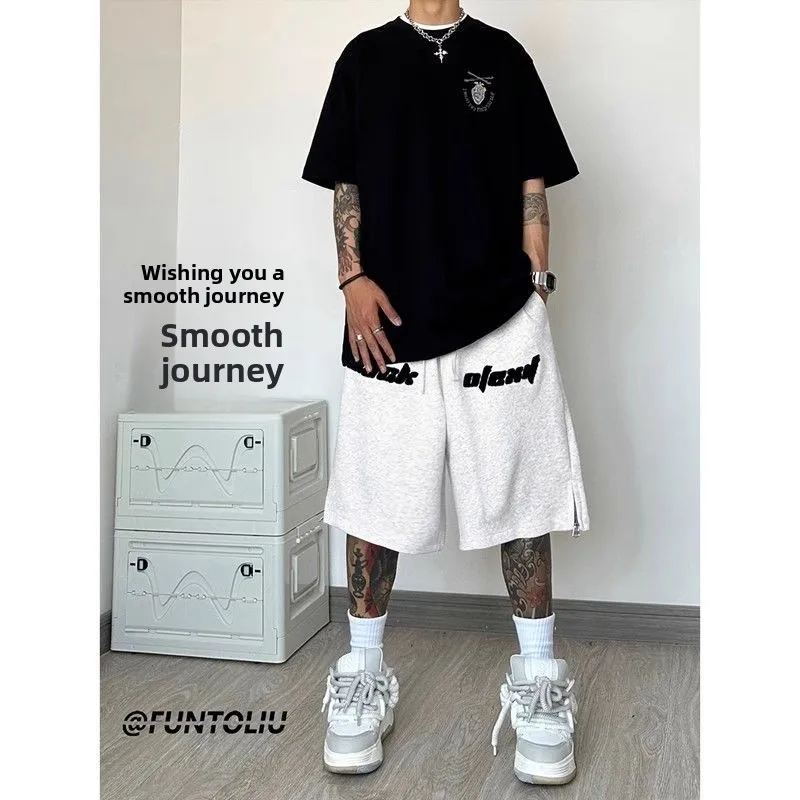 

plus Size 300 Pou American Sle Spor orts ex Simple Summer High Street INS Five-Quarter Pants Trendy Straight Leg...