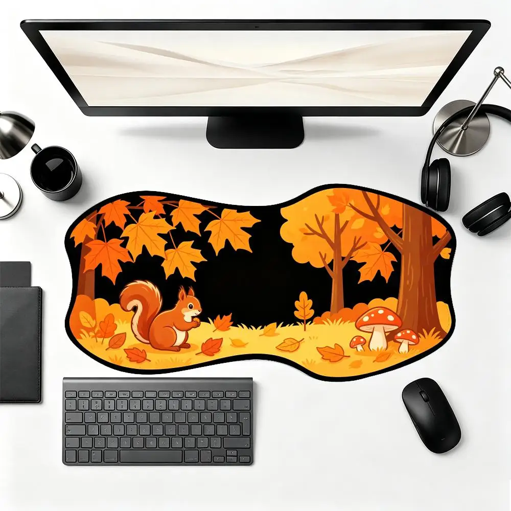 Autumn Maple Forest Squirrel Scenery Table Mat Nature Style Pad For Bedroom Laptop