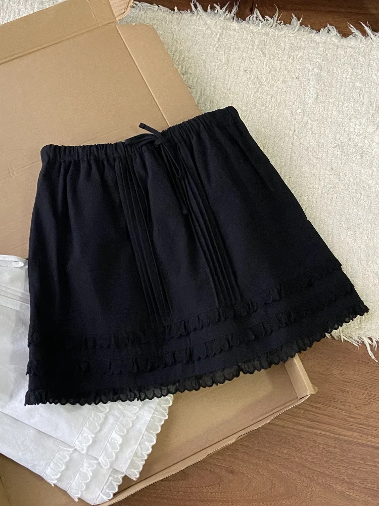 

Милая антивозрастная юбка трапециевидной формы со складками и деревом ain s, корейская универсальная универсальная юбка-стойка с высокой талией для поездок на работу