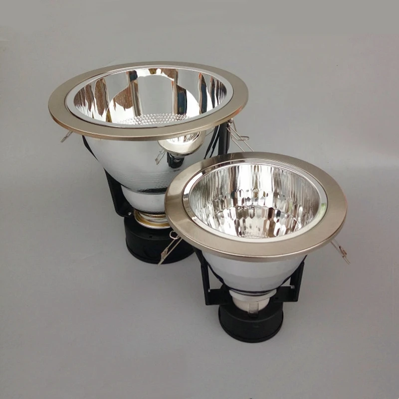 Embutido teto Downlight Frame, montado suporte soquete, lâmpada LED substituível, Spot Light Fixture Holder, níquel redondo, branco, E27