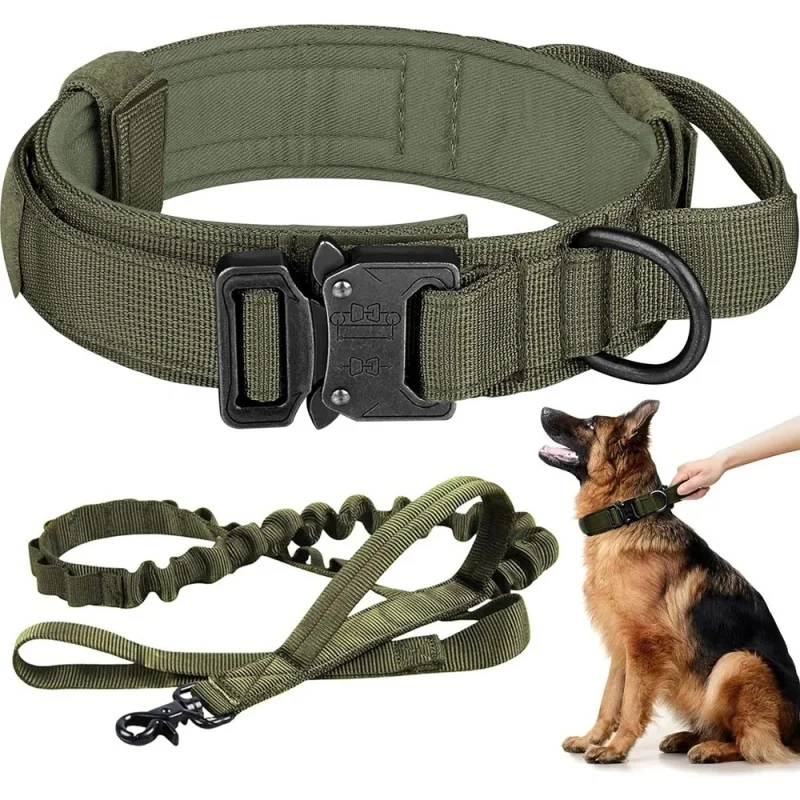 Hundehalsband-Leine-Sets Langlebiges Verstellbares Taktisches Halsband mit Leine für Mittelgroße und Große Hunde Deutscher Schäferhund Outdoor-Trainingszubehör – Detail 2