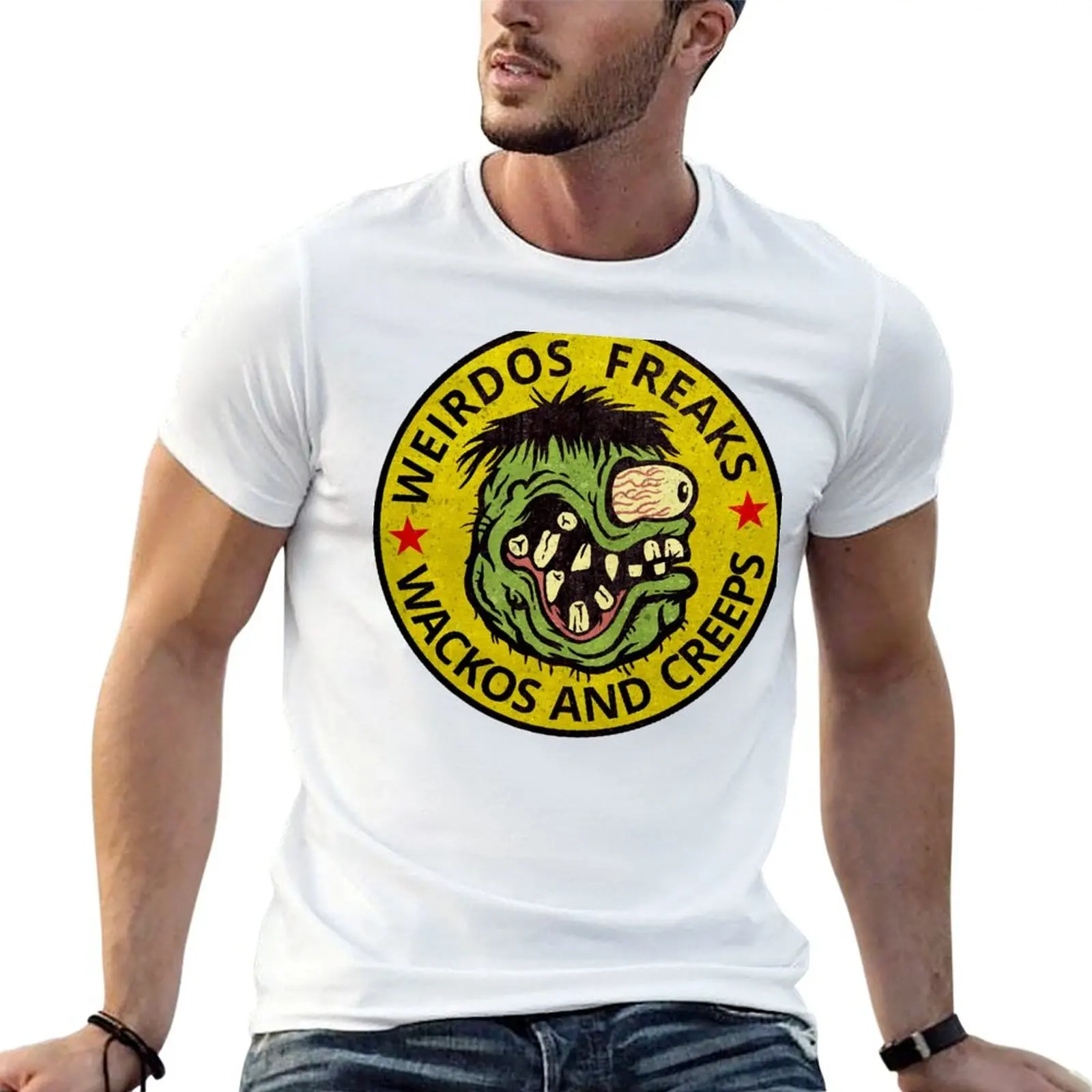 Weirdos Freaks Wackos and Creeps Emblem for Introverts T-Shirt topping graphic t shirts mens t shirt graphic