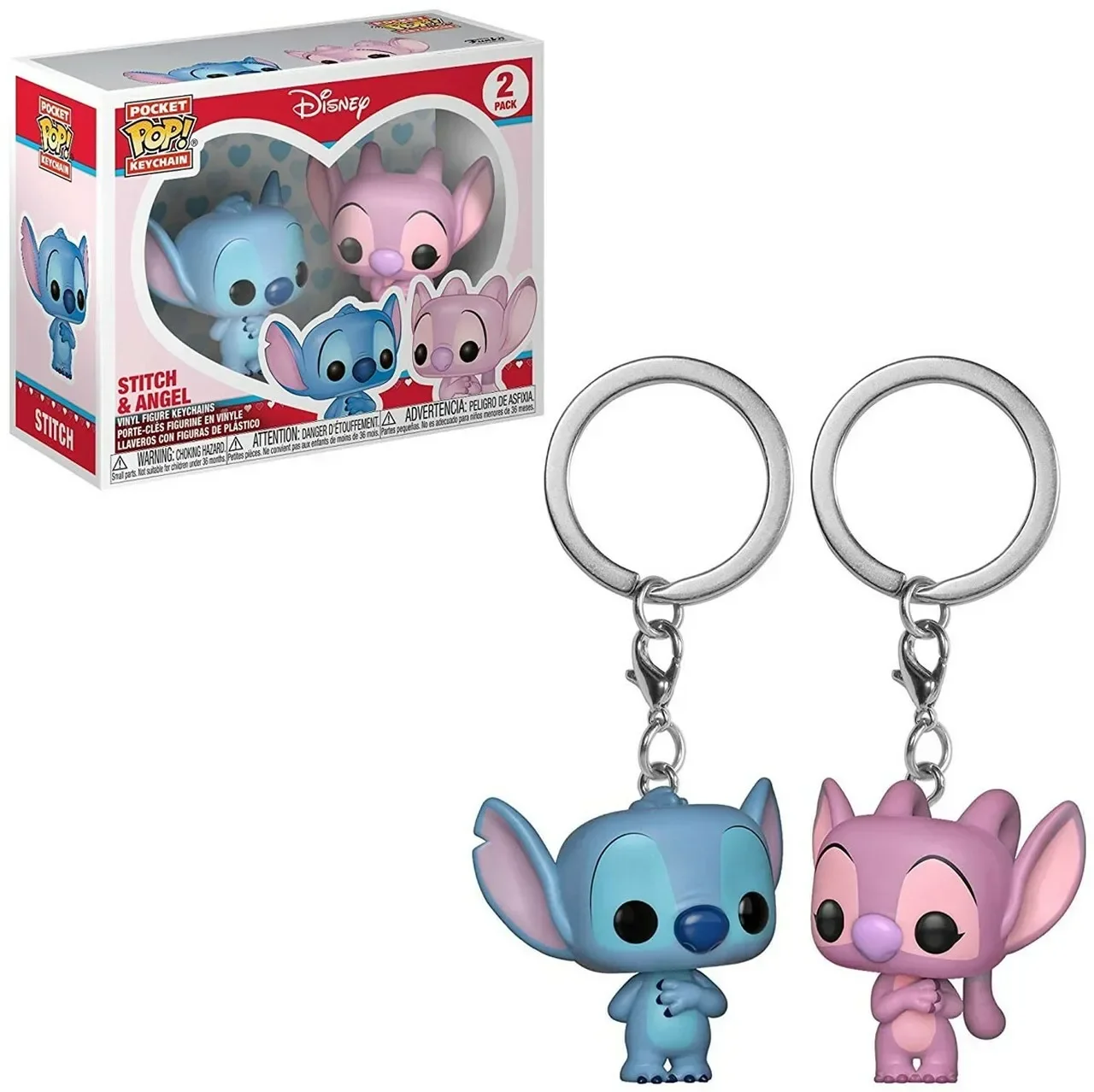 Rock-bottom Price FUNKO POP Disney Stitch & Angel 2 Pack Summer STITCH Keychain Toy Vinyl Figure Pocket Pop Keyring Toys