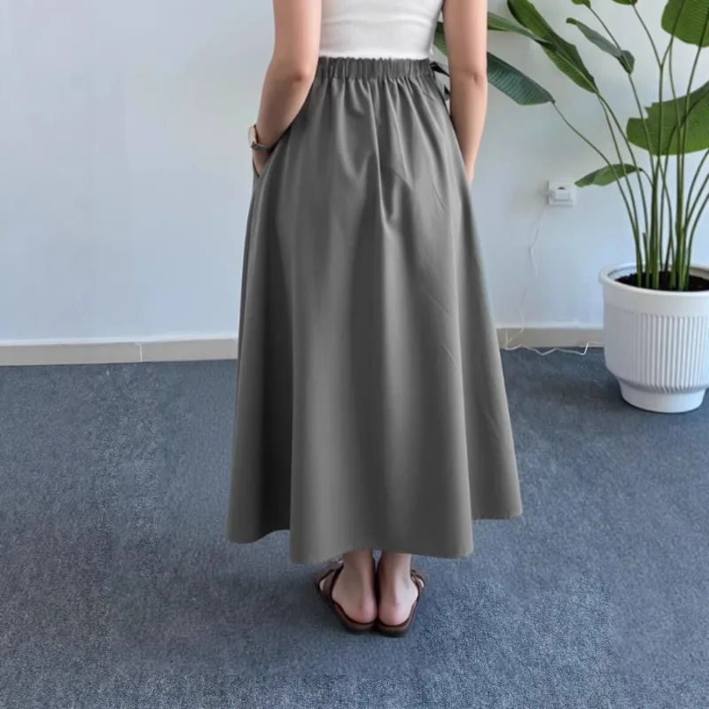 Falda Maxi Casual de Cintura Alta - close-up view