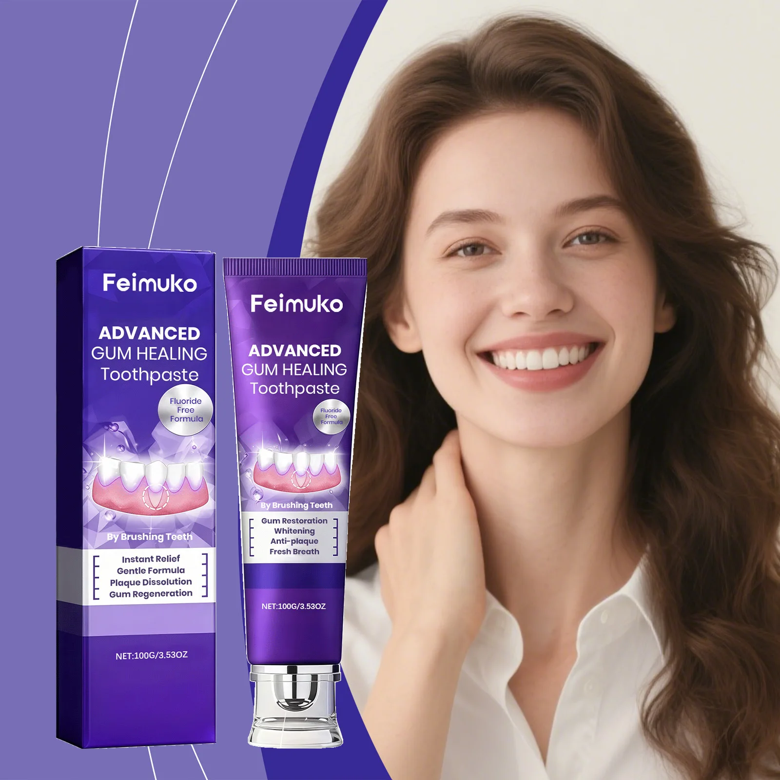 Feimuko Fortgeschrittene Zahnfleisch-Heilzahnpasta Fluoridfrei Zahnfleisch-Restaurierung Anti-Plaque Zahnaufhellung Frischer Atem Mundpflege-Paste
