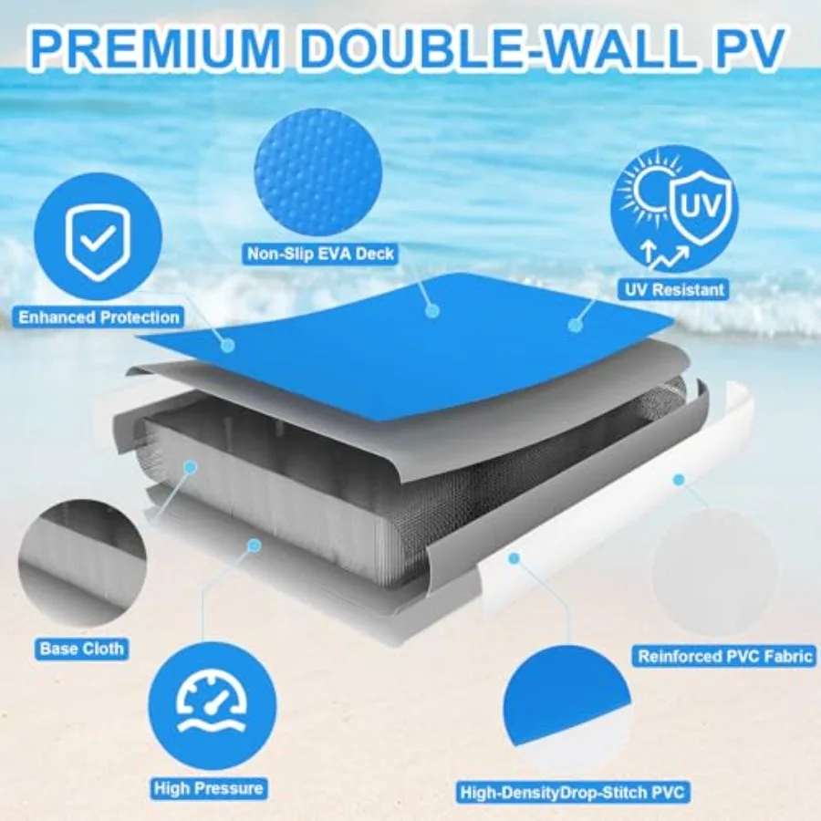 Inflatable Water Hammock Floating Dock For Lakes Pools Oceans, Heavy-Duty Vinyl, Blue, Ultra-Stable Round Float Ring With Reinf