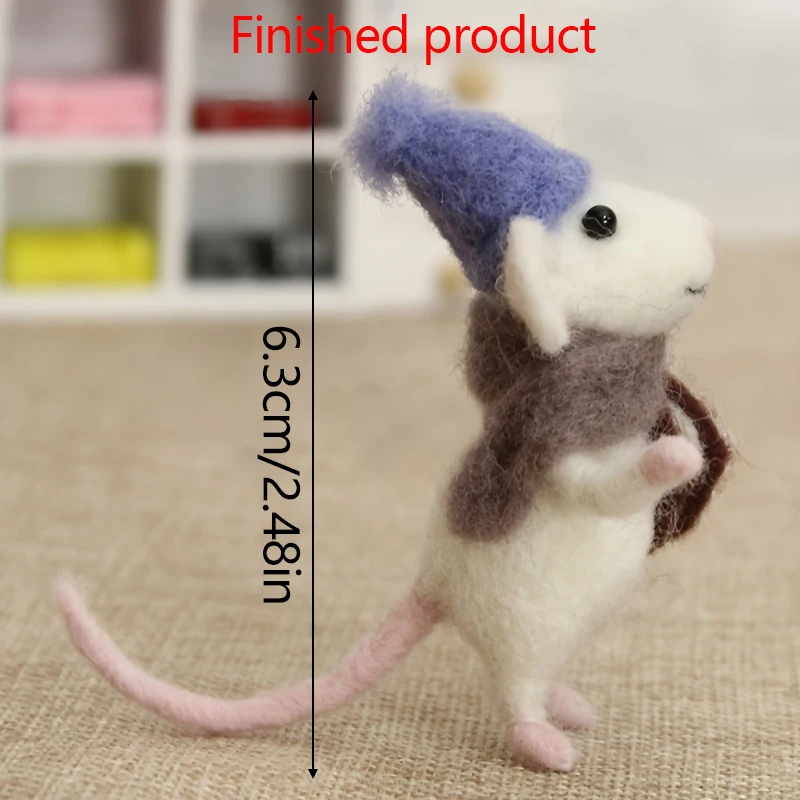 DIY Mouse Mice Wool Felting Toy Doll Poked Needle Kit Package Wool Kits Non-Finished Handmade Material Bag Felt Toy Gift