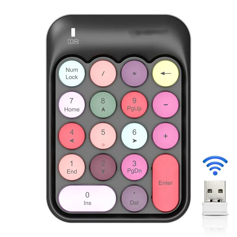 2.4G mini Wireless digital keyboard chocolate round key cap pbt keyboard finance keyboard 18 keys colorful digital keyboard