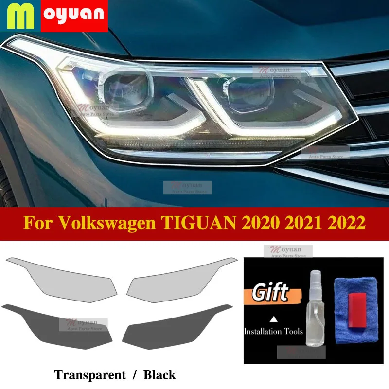 

For Volkswagen TIGUAN 2020 2021 2022 Car Headlight Protective Car Film Transparent Black TPU Exterior Sticker Car Accessories