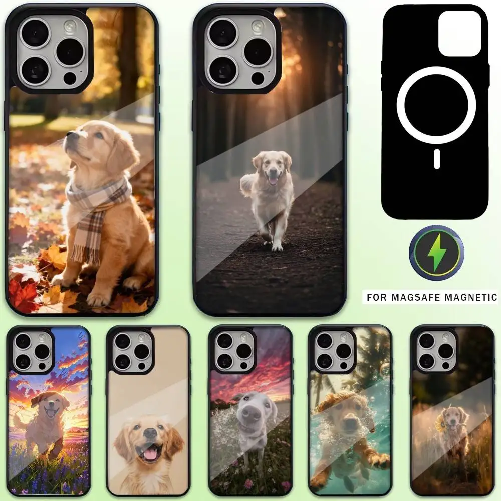 

Cute Golden Retriever Phone Case For iPhone17,16,15,14,13,12,11 Plus,Pro Max Magnetic For Magsafe Wireless Charging